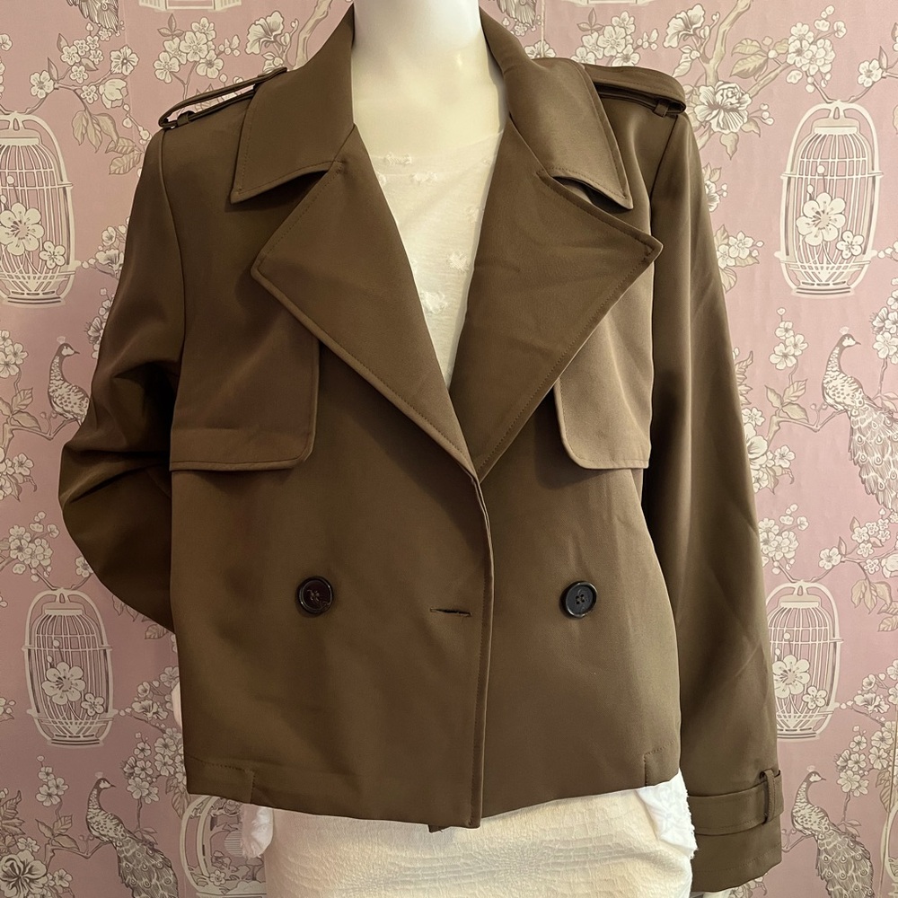 Women's Double-Breasted Tan Jacket